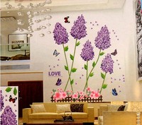 包邮客厅卧室电视墙贴立体贴画家庭装饰立体贴纸组合贴紫色薰衣草_250x250.jpg