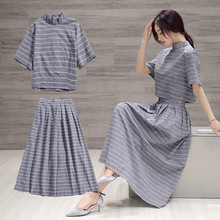 2016夏季新款潮流韩版修身显瘦短袖T恤长款半身裙时尚百搭两件套