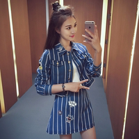 2016秋季新款女装韩版潮时尚百搭条纹套装外套+短裙子两件套薄款_250x250.jpg