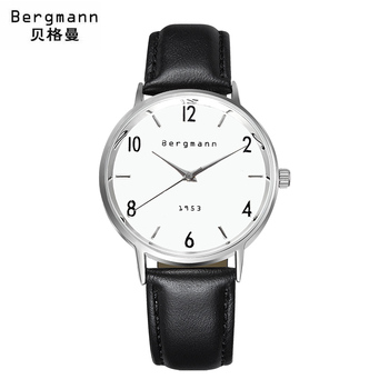 德国正品Bergmann贝格曼1953手表男女情侣对表真皮表带简约石英表
