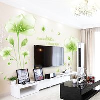 简约现代客厅电视背景墙贴卧室墙面装饰墙上贴画贴纸绿色植物花卉_250x250.jpg