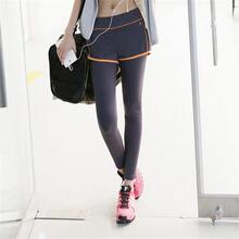 【天天特价】紧身健身裤女假两件速干跑步裤瑜伽服套装长裤女夏