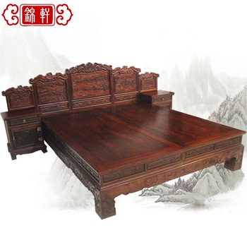 红木家具1.8米双人实木床老挝大红酸枝百子雕花大床明清古典特价