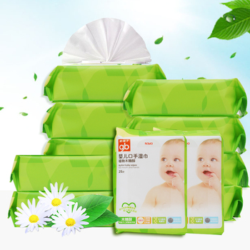 gb好孩子婴儿手口柔湿巾宝宝植物木糖醇湿纸巾25片*12包便携装