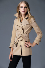 2016春秋新款韩版修身显瘦双排扣中长款气质女式风衣外套