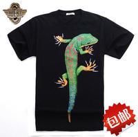 金属帝国个性3D立体动物系列男士夏季短袖T恤衫 蜥蜴壁虎变色龙_250x250.jpg