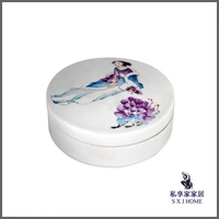 圆形白色陶瓷盖罐 茶艺茶罐 中式样板间摆件 软装饰品 客厅摆件_250x250.jpg