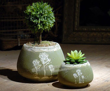 预售欧美式田园印树陶瓷原创设计贴花多肉种植花盆花器特价优惠