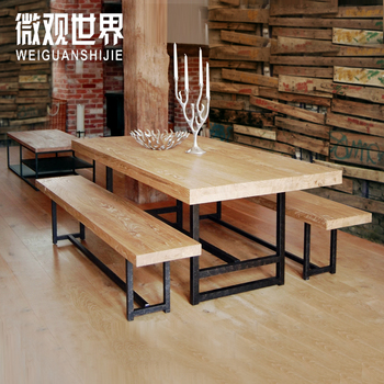 美式乡村铁艺书桌LOFT风格工作台办公桌餐桌复古实木茶几客厅桌椅