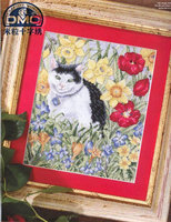 法国DMC十字绣套件手工 动物新款 小幅挂画 春天花丛中的可爱猫咪_250x250.jpg