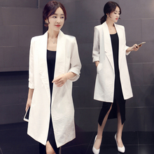 2015春秋装新款韩版修身七分袖中长款薄款西装风衣外套女士潮女装