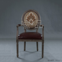 美式乡村风格扶手椅/法式乡村做旧风化白餐椅/实木橡木可定制椅子_250x250.jpg