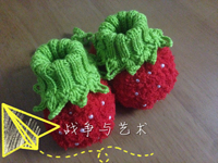 冬季新款 红色草莓儿童卡通编织鞋 1岁婴儿适穿 毛线鞋 婴儿鞋_250x250.jpg