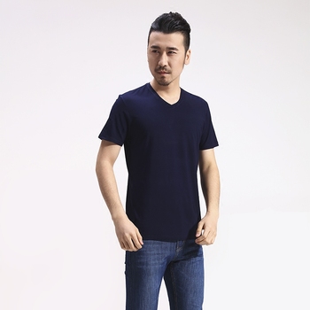2017竹代尔男士短袖纯色修身T恤