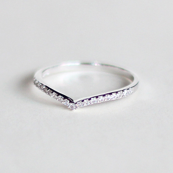 925纯银饰品 百搭优雅气质V型镶钻戒指 精致简约时尚指环 女礼物