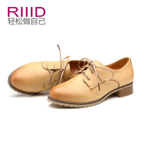 RIIID2015春季新款真皮英伦深口女鞋单鞋 圆头平跟系带单鞋_250x250.jpg