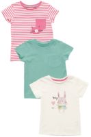 现货 英国NEXT正品代购 女童女孩 小兔子条纹粉白绿色短袖T恤三件_250x250.jpg