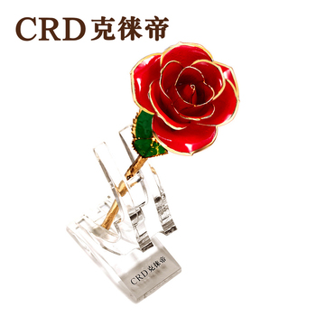 CRD/克徕帝镀金天然玫瑰花女友情人节礼品黄金玫瑰花顺丰包邮