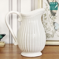 美式乡村巴洛克陶瓷奶壶花瓶白色花瓶花器简约客厅餐桌摆件插花瓶_250x250.jpg
