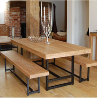 美式复古实木铁艺餐桌椅餐台会议桌休闲桌电脑桌办公桌咖啡桌长凳_250x250.jpg