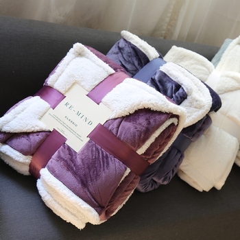 毛毯加厚冬季双层双人盖毯 法兰绒空调毯沙发毯 羊羔绒珊瑚绒毯子