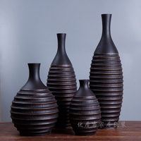 北欧美式简约现代长颈花瓶 客厅家居装饰品 棕色树脂陶瓷花器摆件_250x250.jpg