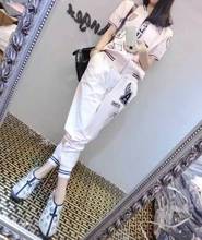 2016春夏季韩版新潮时尚宽松运动贴标天丝棉短袖套装