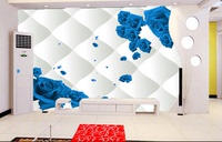 订做墙纸壁纸壁画 卧室客厅电视沙发背景墙3D立体蓝色软包玫瑰花_250x250.jpg