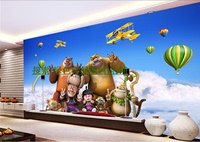 环保儿童房卡通电视背景墙纸卧室壁纸3D大型无缝壁画熊出没光头强_250x250.jpg