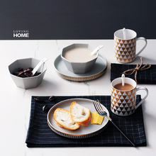 乐盈弘 北欧式陶瓷餐具瓷器套装简约家用碗碟套装创意碗盘杯子
