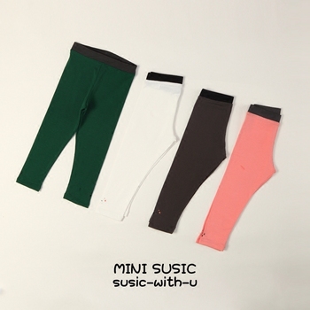 MINI SUSIC 2017春款出口韩国高端女童纯棉面料亲肤休闲 打底 裤