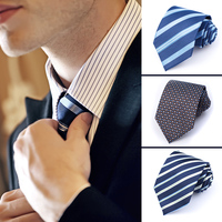 Efancy男士正装商务工作领带8cm真丝蓝色条纹职业蚕丝领带男_250x250.jpg