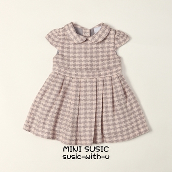 6个月-5岁mini susic17秋冬新款女童女宝宝出口欧美娃娃领连衣裙
