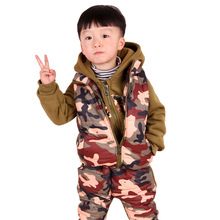 小军号2015冬款儿童卫衣三件套迷彩小童装加厚男童套装韩版
