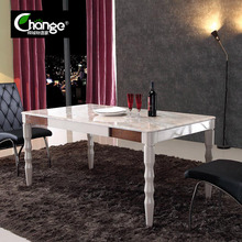 餐桌椅组合 烤漆简约现代客厅6人大理石餐桌小户型新古典家具