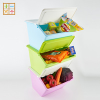 可叠加加盖式塑料收纳箱 20L家用前开式零食玩具杂物整理箱 包邮_250x250.jpg
