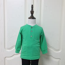 xmama 男童秋季长袖t恤 2015新款男宝宝纽扣套头绿色薄卫衣
