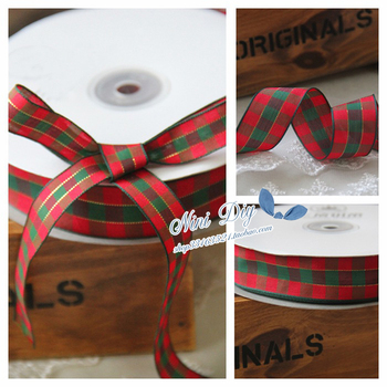 圣诞节丝带 红绿色格子带  DIY手工蝴蝶结装饰 礼物礼品包装带