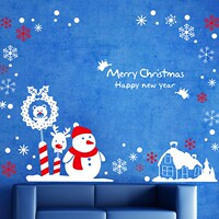 2017墙贴纸贴画白色圣诞节日雪人卡通大型商场店铺玻璃橱窗墙面装_250x250.jpg