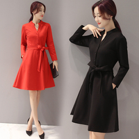 秋装新款韩版v领针织衫修身显瘦女装中长款套头打底衫长袖连衣裙_250x250.jpg