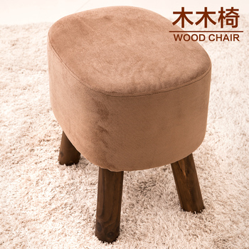 木木椅穿鞋凳 实木脚凳矮凳梳妆凳软换鞋凳简约小圆凳现代沙发凳