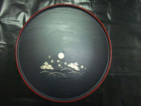 日本原装进口 玉兔奔月圆形塑料托盘（木纹 印花）_250x250.jpg