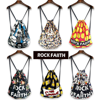rockfaith原宿风学院双肩背包复古印花抽绳米奇包辛普森束口袋学