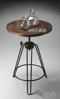 美式乡村 复古做旧实木咖啡桌仿古铁艺古典茶几老松木小圆桌 包邮_250x250.jpg