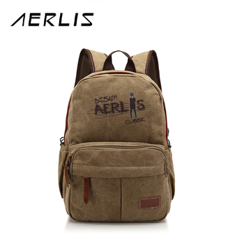 AERLIS夏季新款男士时尚帆布包复古风情侣双肩包中性休闲双肩背包