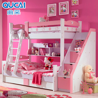 高低子母床 上下铺双层床 韩式儿童床男孩女孩带储物梯柜床_250x250.jpg
