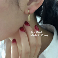 韩国正品代购14K黄金耳钉耳环 长方形 耳扣光面亮面 简单大方时尚_250x250.jpg