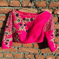 独家定制尼泊尔印度手工刺绣玫红小上衣/可做长裙套装 效果如图_250x250.jpg