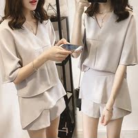 2016夏季新款时尚女装韩版小香风短袖雪纺上衣休闲短裤裙两件套装_250x250.jpg