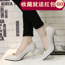 时尚春季韩版女士单鞋浅口尖头细跟女鞋时尚新款女上班工作单鞋
